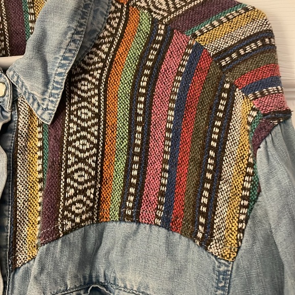 Jean button up top with embroidered coloured top - Picture 2 of 2